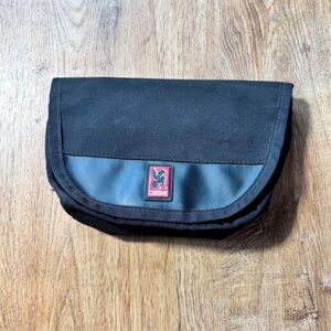 Authentic Chrome Bags waterproof pouch, made in USA, black nylon and vinyl